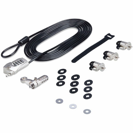 StarTech.com Laptop/Desktop & Peripheral Lock Kit, 9.8ft (3m) Steel Cable, Theft-Deterring Security Lock, K-Slot, For 3x Devices