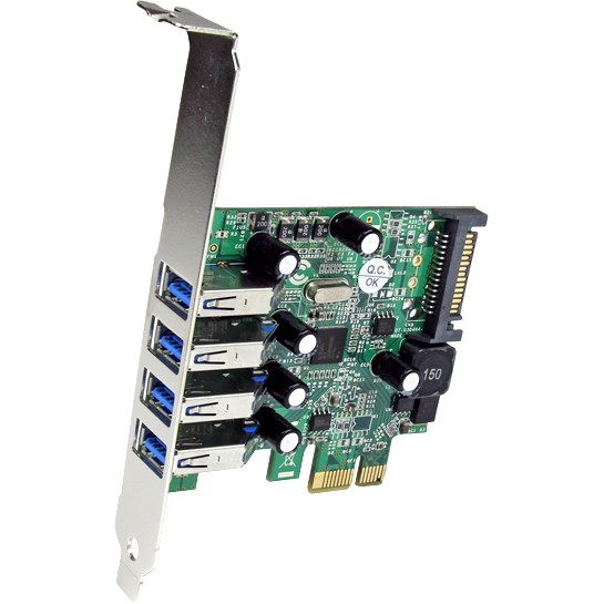 StarTech.com 4 Port PCI Express PCIe SuperSpeed USB 3.0 Controller Card Adapter with UASP - 5Gbps - SATA Power