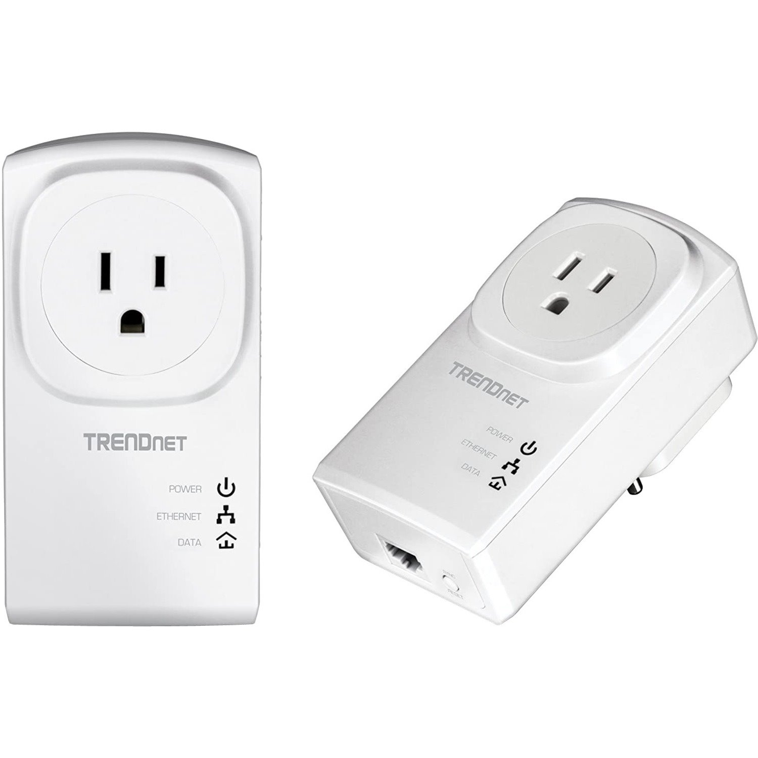 TRENDnet Powerline 500 AV Nano Adapter Kit With Built-In Outlet, Power Outlet Pass-Through, Includes 2 x TPL-407E Adapters, Plug & Play, Ideal For Smart TVs, Gaming, White, TPL-407E2K