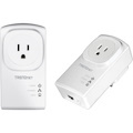 TRENDnet Powerline 500 AV Nano Adapter Kit With Built-In Outlet, Power Outlet Pass-Through, Includes 2 x TPL-407E Adapters, Plug & Play, Ideal For Smart TVs, Gaming, White, TPL-407E2K