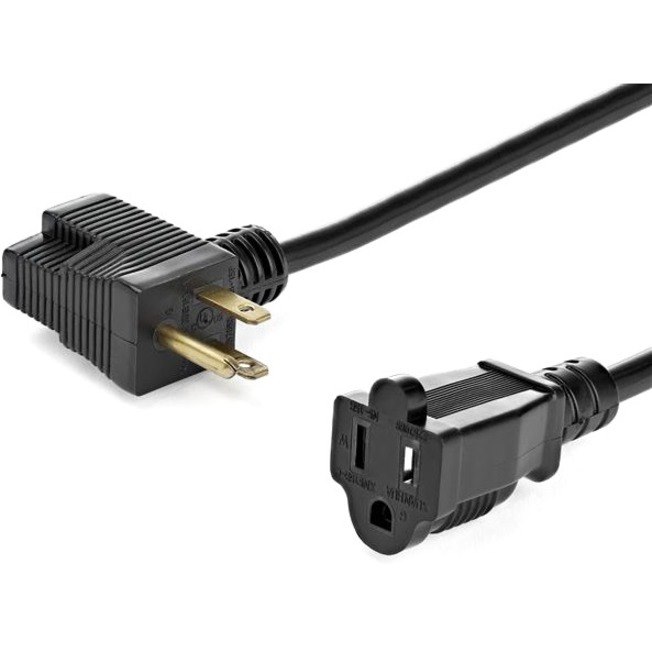 StarTech.com 1ft (0.3m) Short Extension Cord, NEMA 5-15P/R to NEMA 5-15R, 13A 125V, 16AWG, Black, Outlet Saver Power Extension Cable