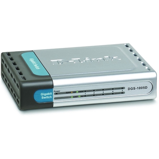 D-Link GigaExpress DGS-1005D 5 Poorten Ethernetswitch - 10Base-T, 10/100/1000Base-T