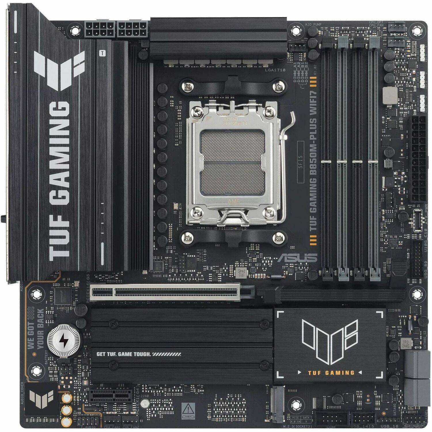ASUS TUF GAMING B850M-PLUS WIFI7, AM5,B850,4DDR5 256GB,PCIe5.0,M.2x3,WiFi7,BT5.4,2.5GbE,USB20G,DP,HDMI,mATX,3yr wty