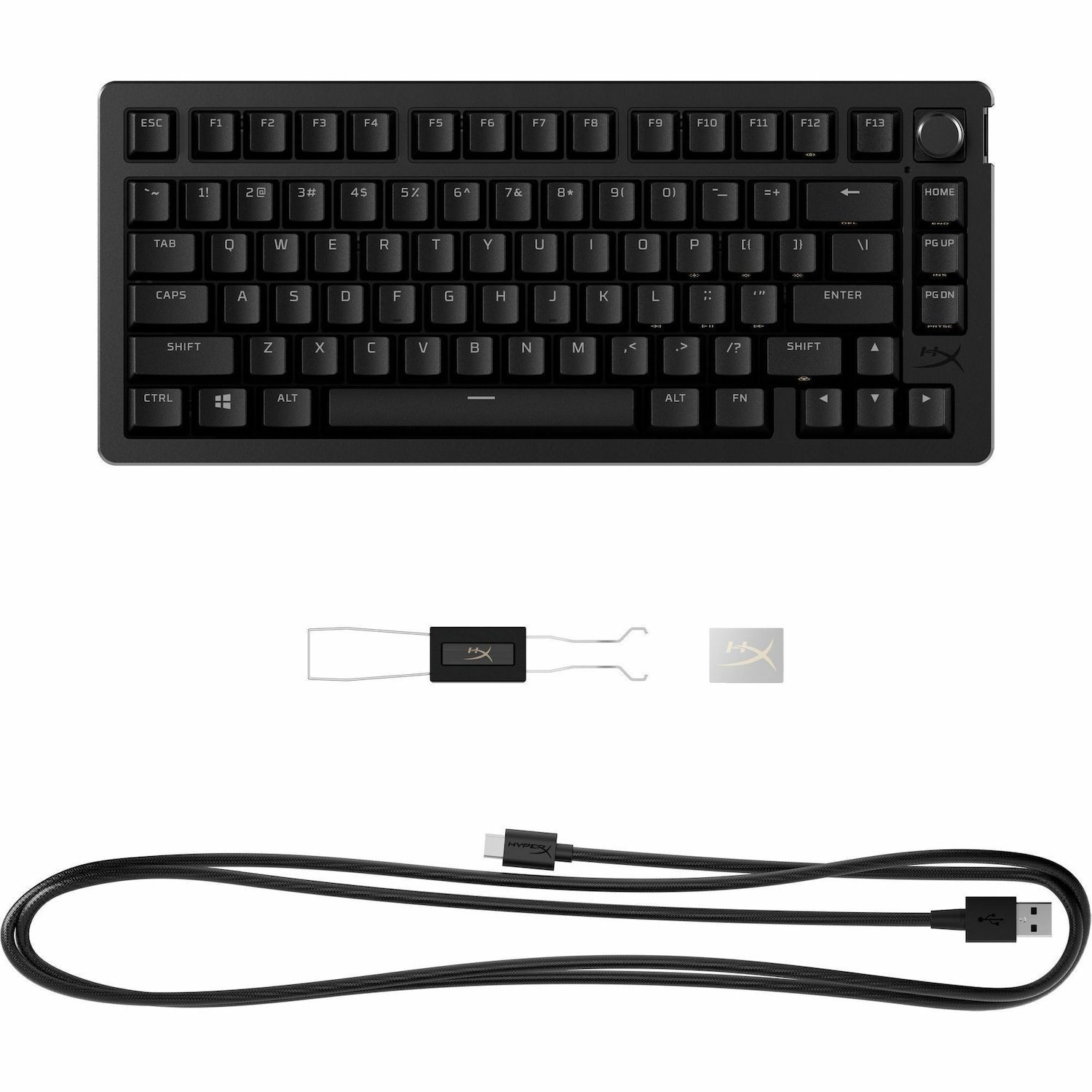 HyperX Alloy Rise 75 Gaming Keyboard - Cable Connectivity - USB Interface - RGB LED - English (US) - Black