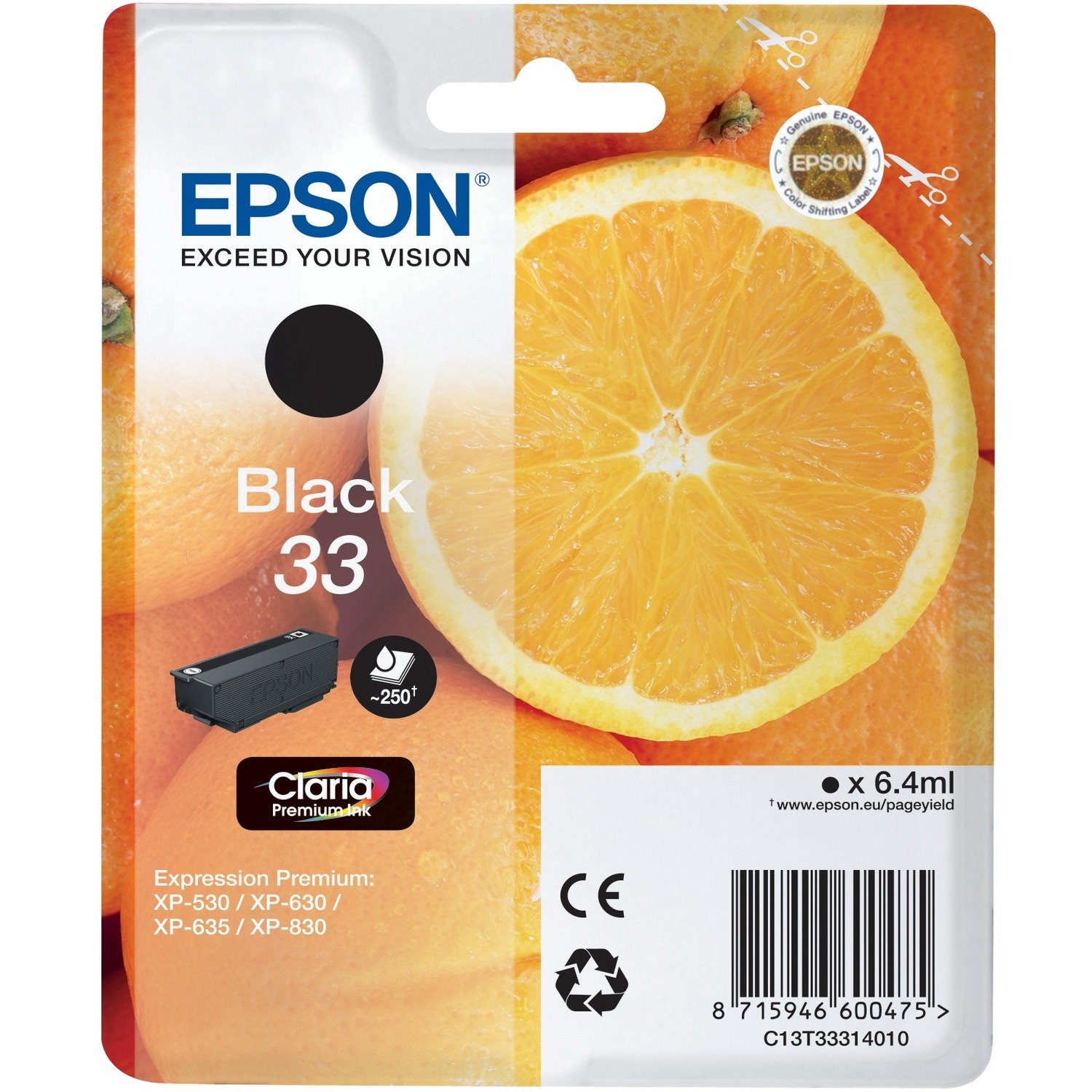 Epson Claria 33 Original Inkjet Ink Cartridge - Black - 1 / Blister Pack