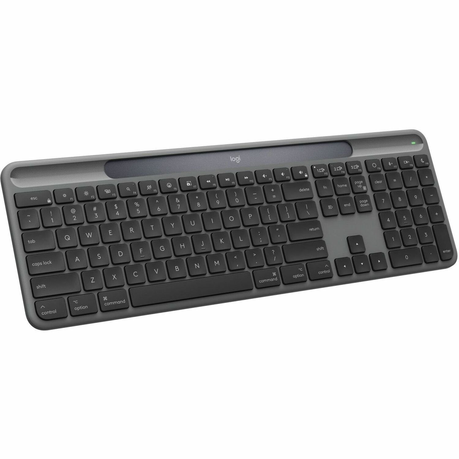 Logitech Signature Slim Solar+ keyboard for Mac, solar and artificial light powered, durable battery that lasts up to 10 years, customizable keys, Bluetooth, Graphite