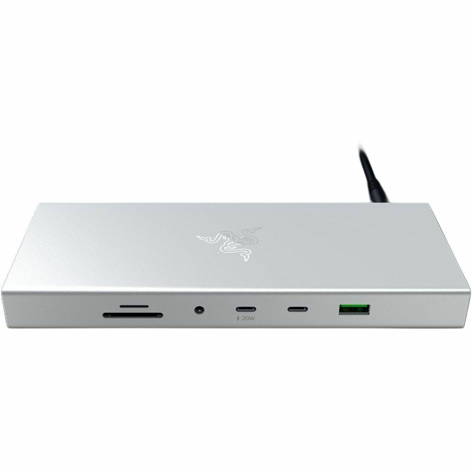 Razer 14 Port(s) USB4 Docking Station for Headphone, Microphone, Monitor, Desktop PC, Notebook, Hard Drive, Speaker, Display, MacBook, Mobile Workstation - Charging Capability - Memory Card Reader - SD - 180 W Power Supply - Mercury - Portable