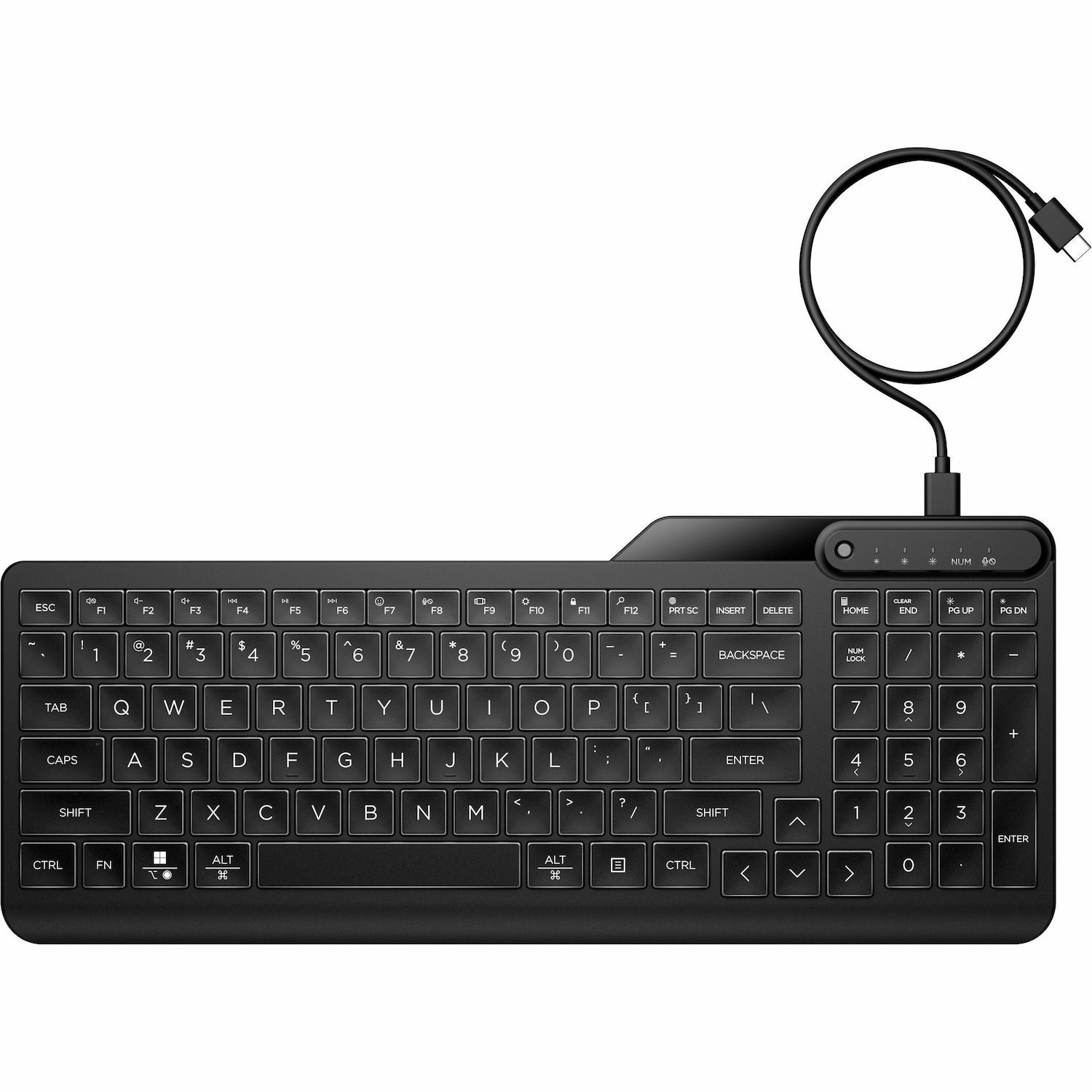 HP 405 Toetsenbord - Full-size - Kabel Verbinding - USB Type C Interface - LED - Belgisch - AZERTY indeling - Zwart