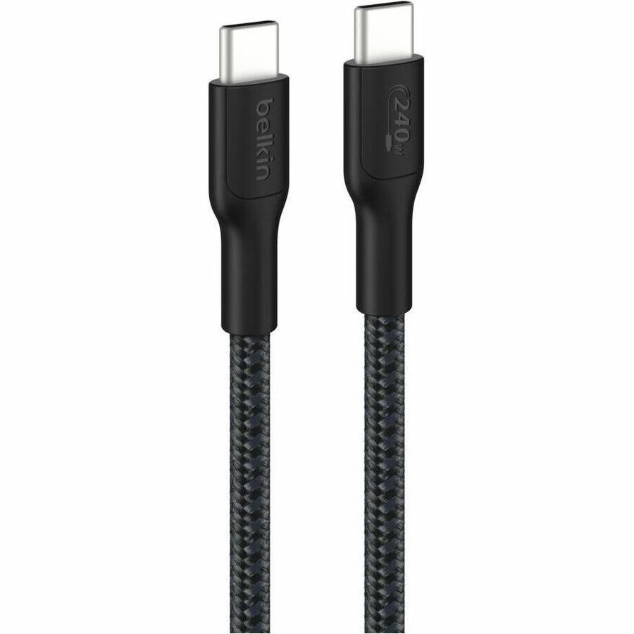 Belkin BoostCharge Pro Braided Usb-C To Usb-C Cable (3M) - Black (CAB025fq3MBK), 5A/240W, 480Mbps, 350K+ Bend, Usb-If Certified, 2 Years Warranty