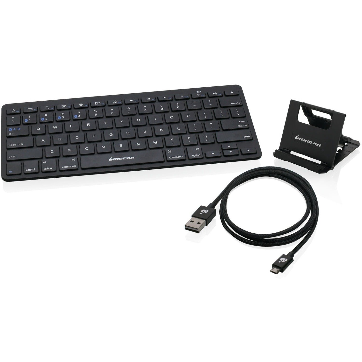 IOGEAR Bluetooth Keyboard with Stand and Reversible Micro USB Cable