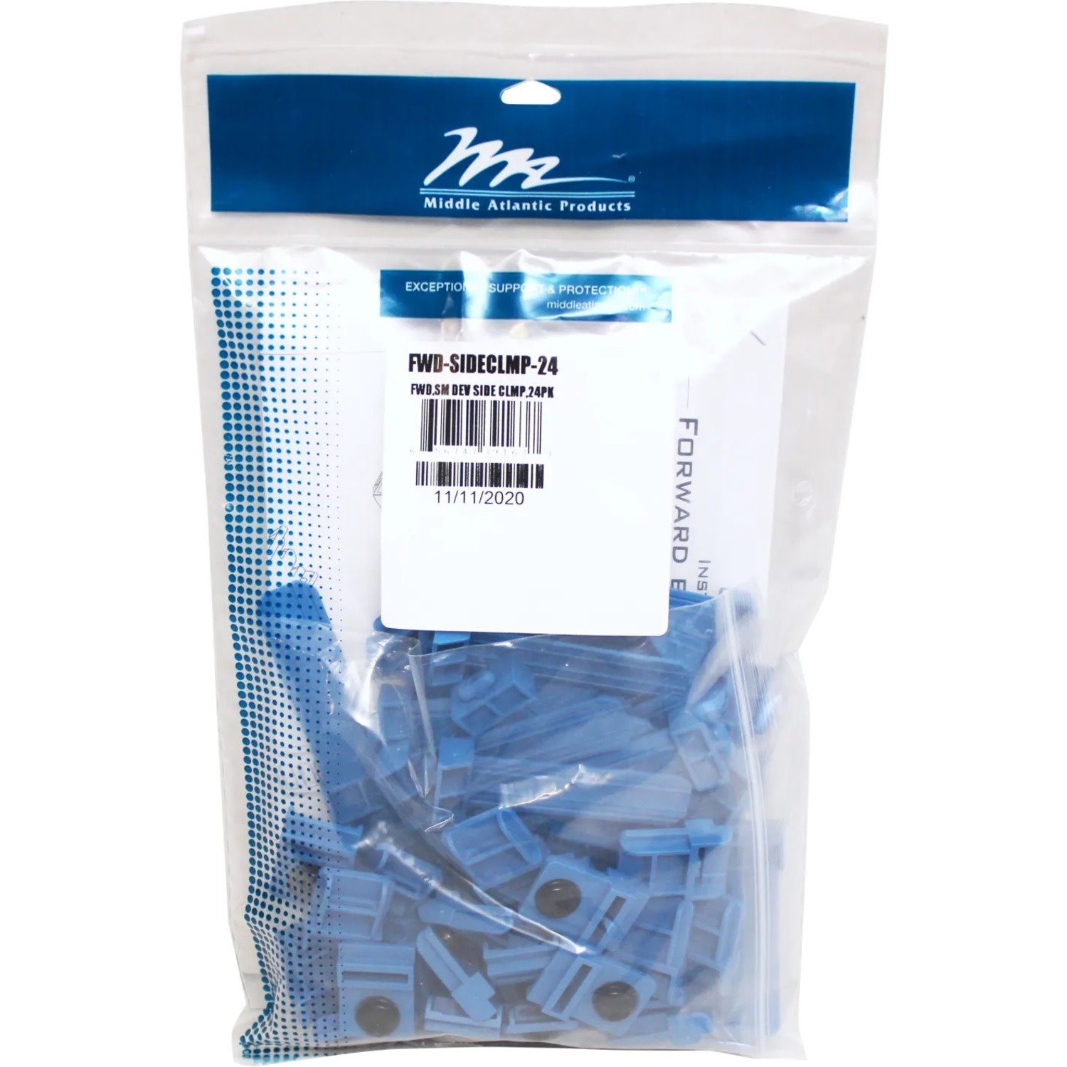 Middle Atlantic Forward Series Small Device Mounting Clamps - 24 Pack - Blue