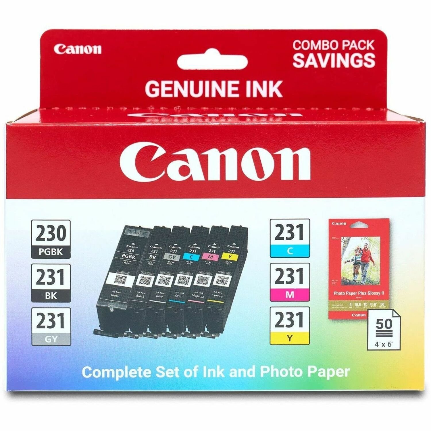 Canon PGI-230/CLI-231 Original Inkjet Ink Cartridge/Paper Kit - Combo Pack - Black, Monochrome, Color Pack