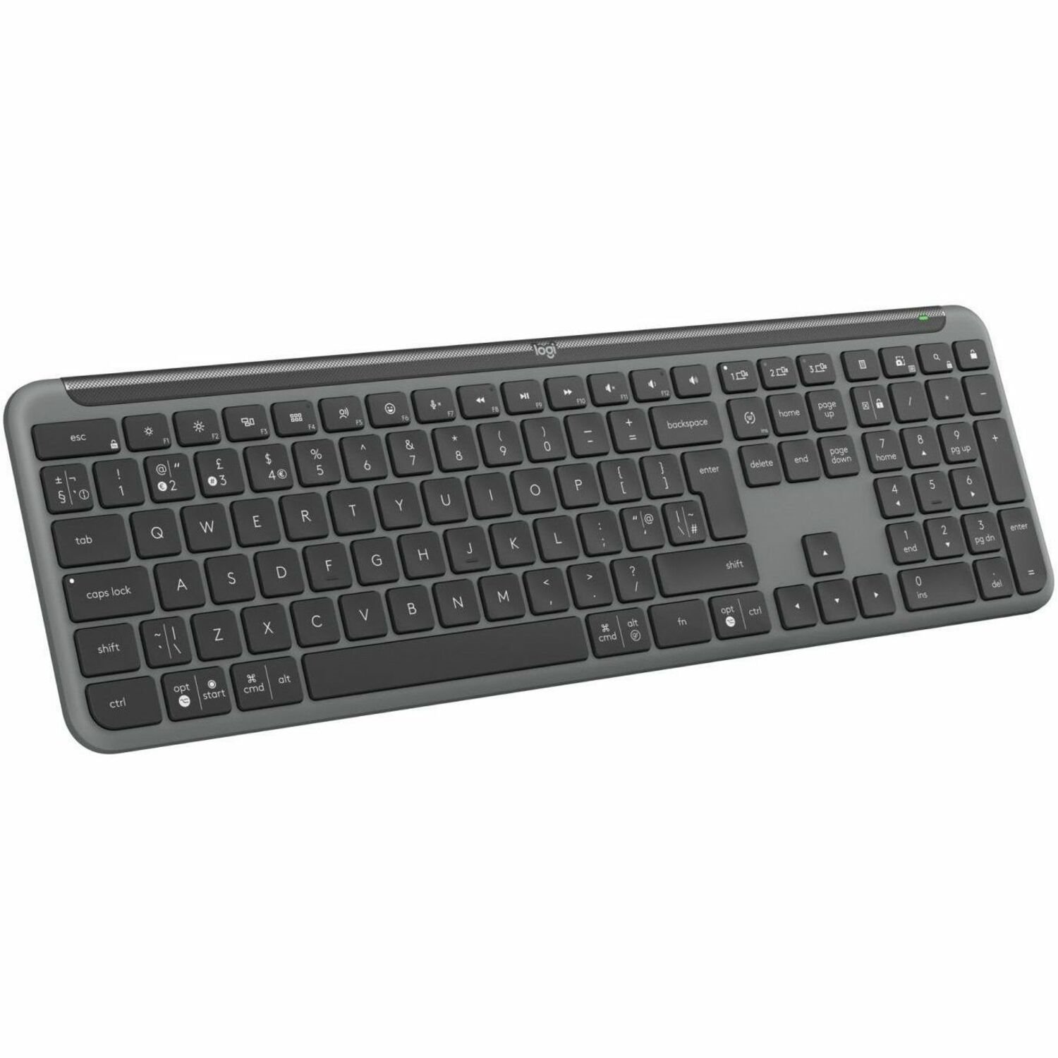 Logitech Signature Slim K950 Keyboard - Wireless Connectivity - USB Type A Interface - English (UK) - QWERTY Layout - Graphite