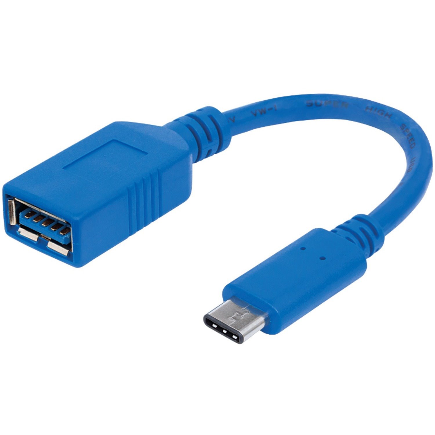 Manhattan SuperSpeed USB 3.1 Gen1 Type-C Male to Type-A Female Device Cable, 5 Gbps, Blue, 6"