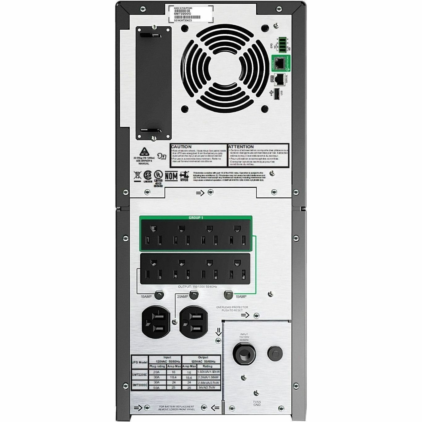 [TAA] APC Smart-UPS, Line Interactive, 2200VA, Tower, 120V, 8 NEMA 5-15R+2 NEMA 5-20R outlets, SmartConnect Port+SmartSlot, AVR, LCD, TAA