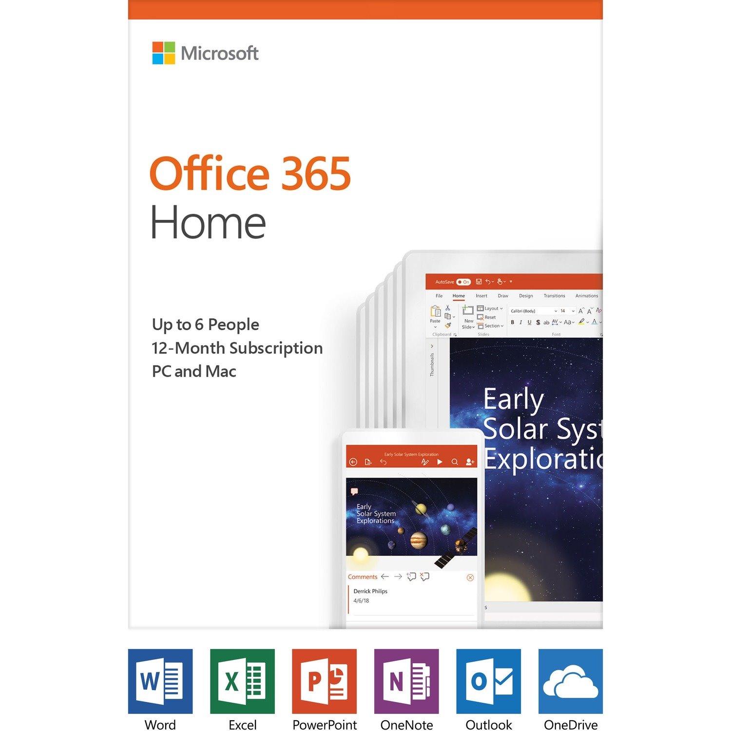 Microsoft Office 365 Home - Subscription License - Up to 6 User, Up to 6 PC/Mac - 1 Year