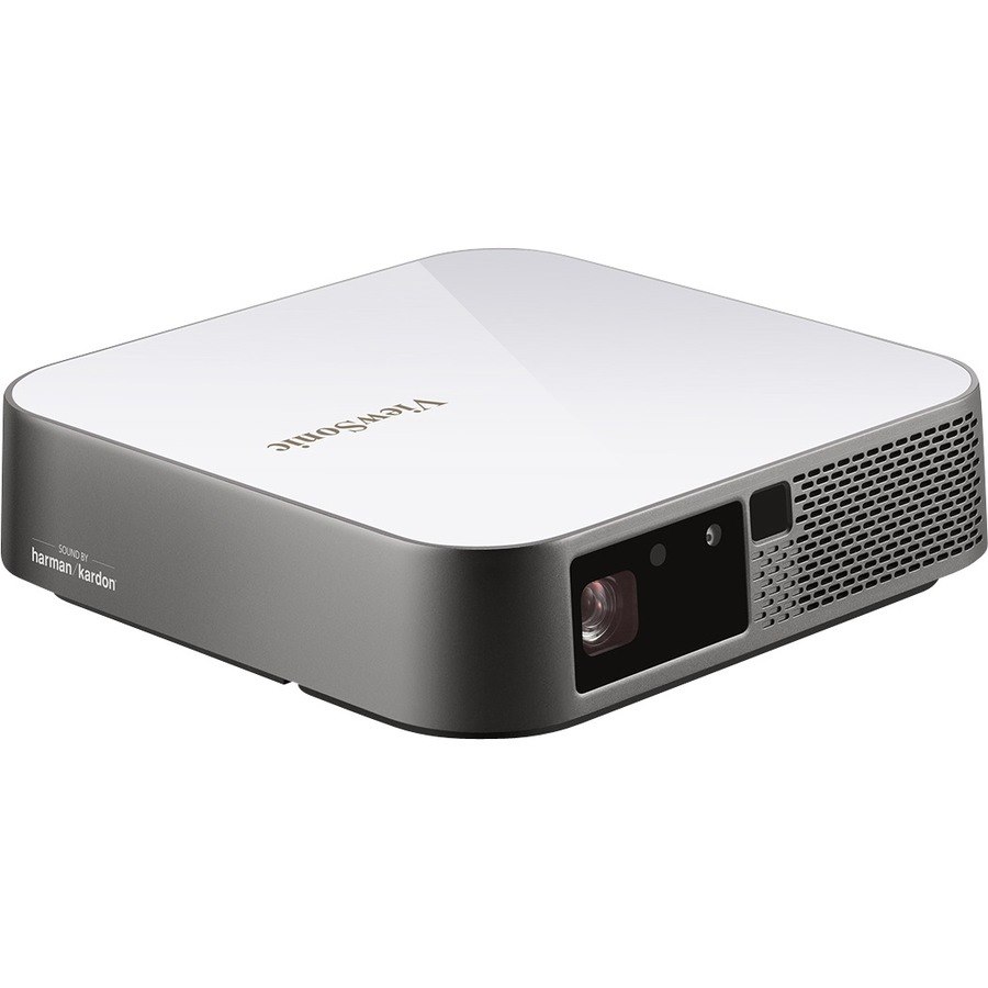 ViewSonic M2e 1080p Portable Projector with 400 ANSI Lumens, H/V Keystone, Auto Focus, Harman Kardon Bluetooth Speakers, HDMI, USB C, 16GB Storage, Stream Netflix with Dongle