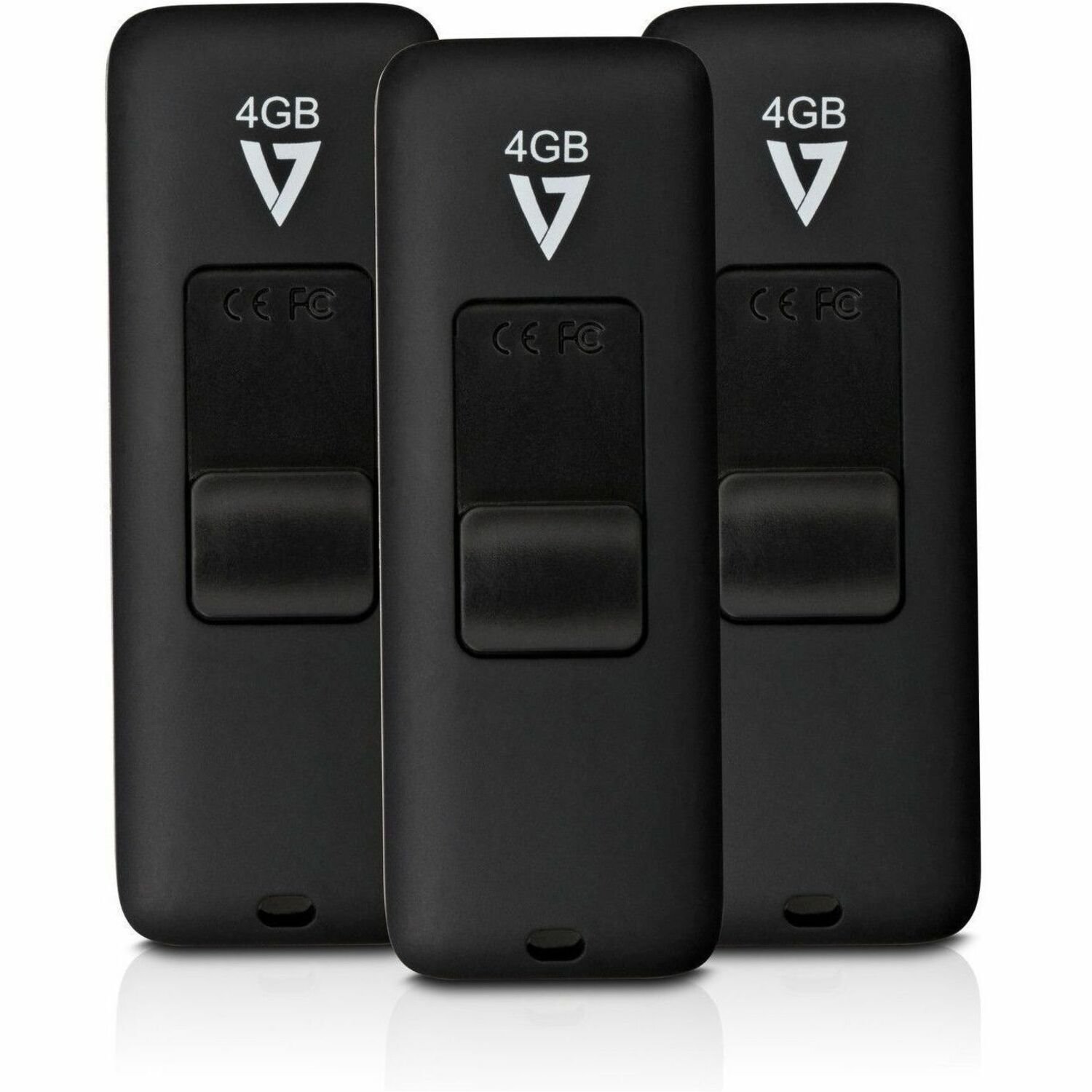 V7 VF24GAR-3PK-3E 4 GB USB 2.0 Flash Drive - Black