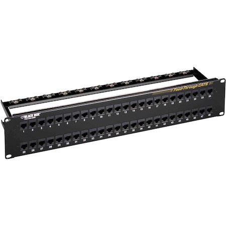 Black Box CAT6 Feed-Through Patch Panel - 2U, Unshielded, 48-Port