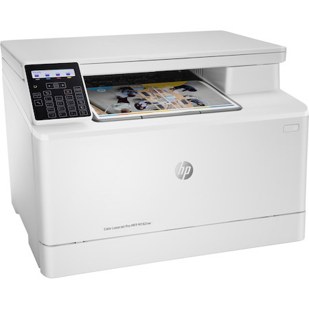 HP LaserJet Pro M182nw Laser Multifunction Printer-Color-Copier/Scanner-17 ppm Mono/17 ppm Color Print-600x600 dpi Print-Manual Duplex Print-30000 Pages-150 sheets Input-1200 dpi Optical Scan-Wireless LAN-HP ePrint-Mopria