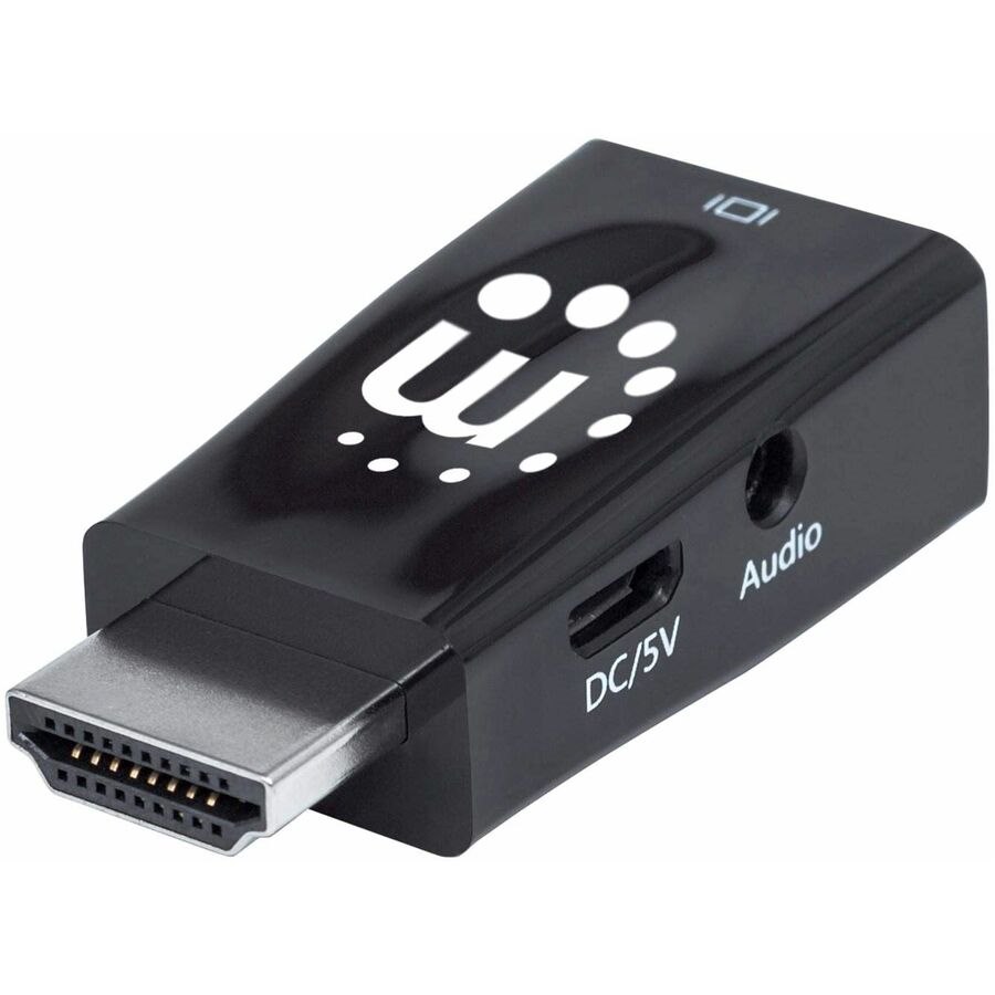 HDMI to VGA (with Audio) Converter, 1080p, Male to Female, Micro-USB Power Input Port for additional power if needed, Black, Three Year Warranty