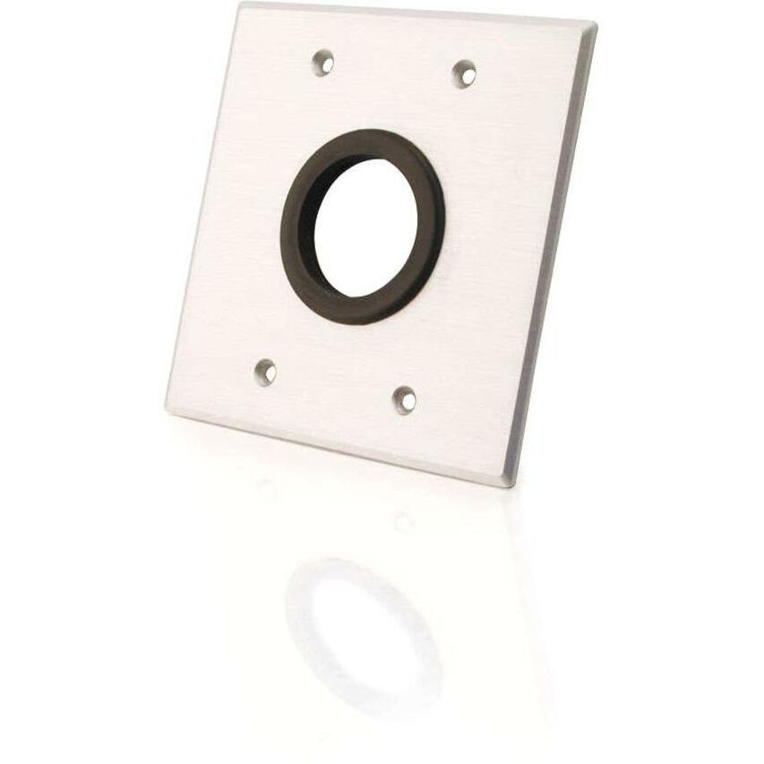 C2G 1.5in Grommet Cable Pass Through Double Gang Wall Plate - Brushed Aluminum