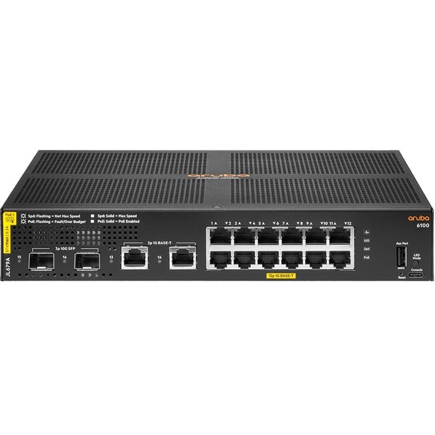 HPE 6100 12 Ports Manageable Ethernet Switch - Gigabit Ethernet, 10 Gigabit Ethernet - 10/100/1000Base-T, 10GBase-X