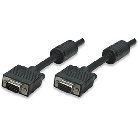 Manhattan Svga Extension Ferrite CBL 4.5M -Male/Female Black Polybag