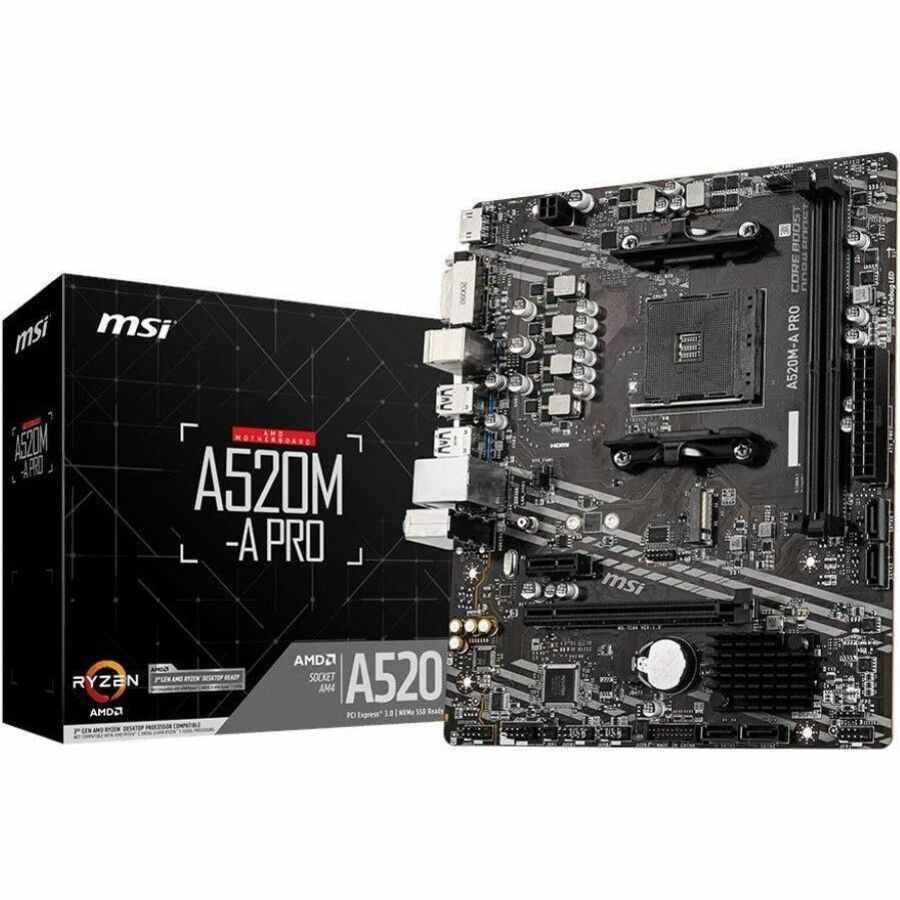 MSI A520M-A PRO Desktop moederbord - AMD A520 chipset - Socket AM4 - Micro ATX