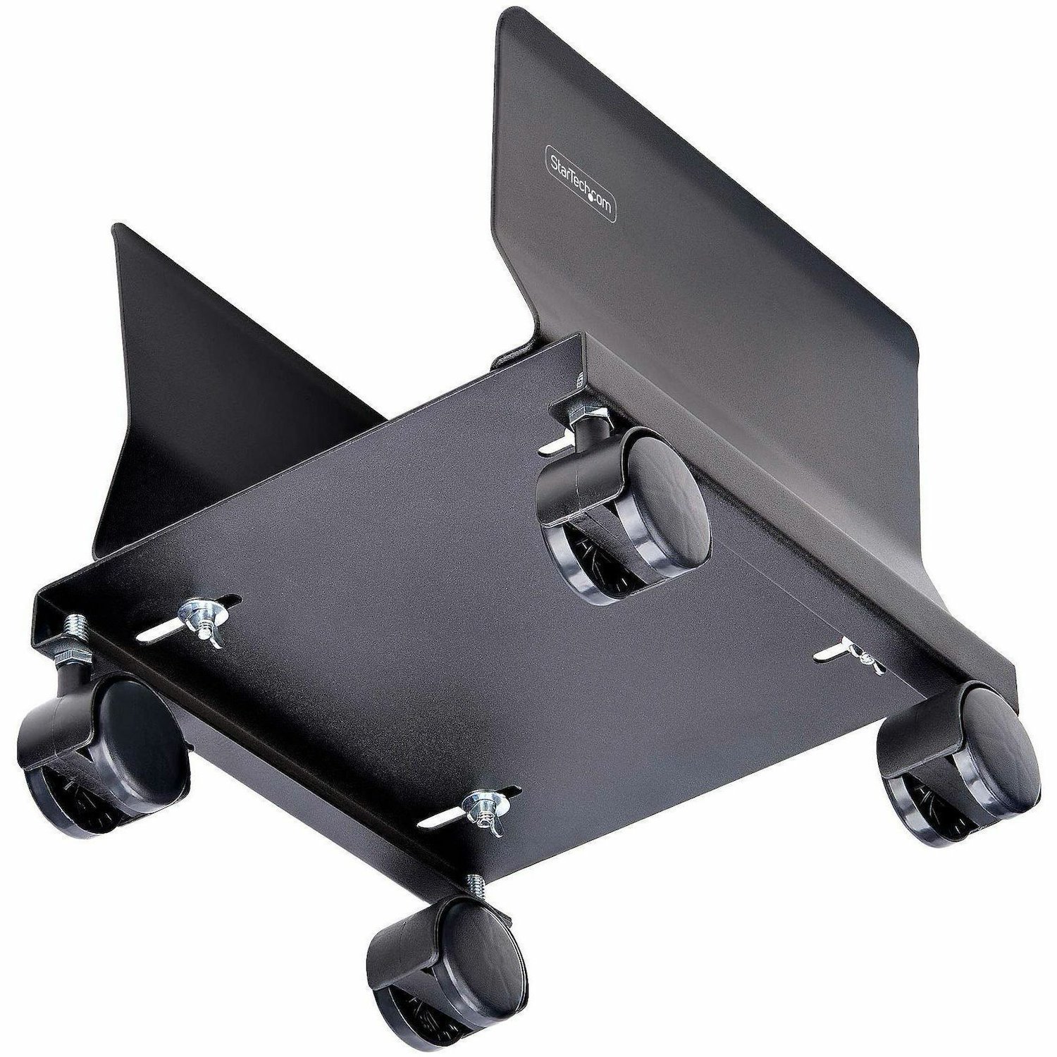 StarTech.com Computer Tower Cart, Rolling CPU Caddy on Wheels, Max 46.3lb/21kg, Adjustable PC Case Mount, Floor Stand Dolly, Steel, TAA