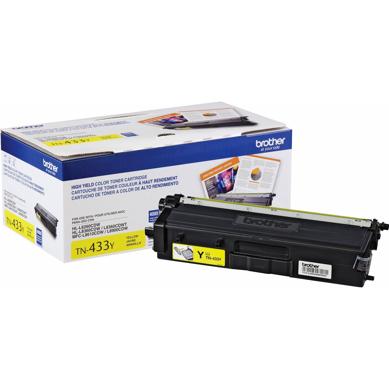 Brother TN433Y Original High Yield Laser Toner Cartridge - Yellow - 1 Each