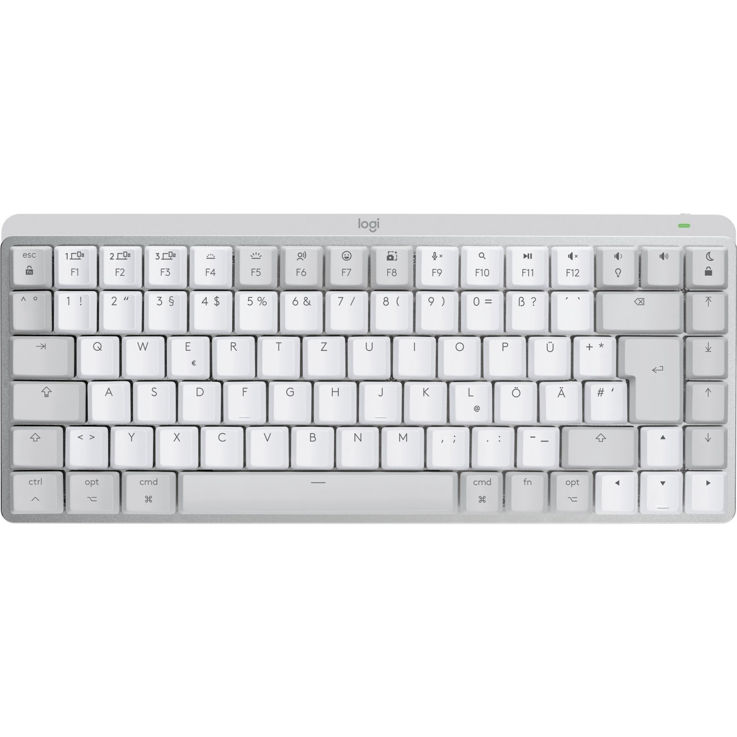 Logitech MX Mechanical Mini Keyboard - Wireless Connectivity - USB Type C Interface - LED - German - QWERTZ Layout - Light Grey