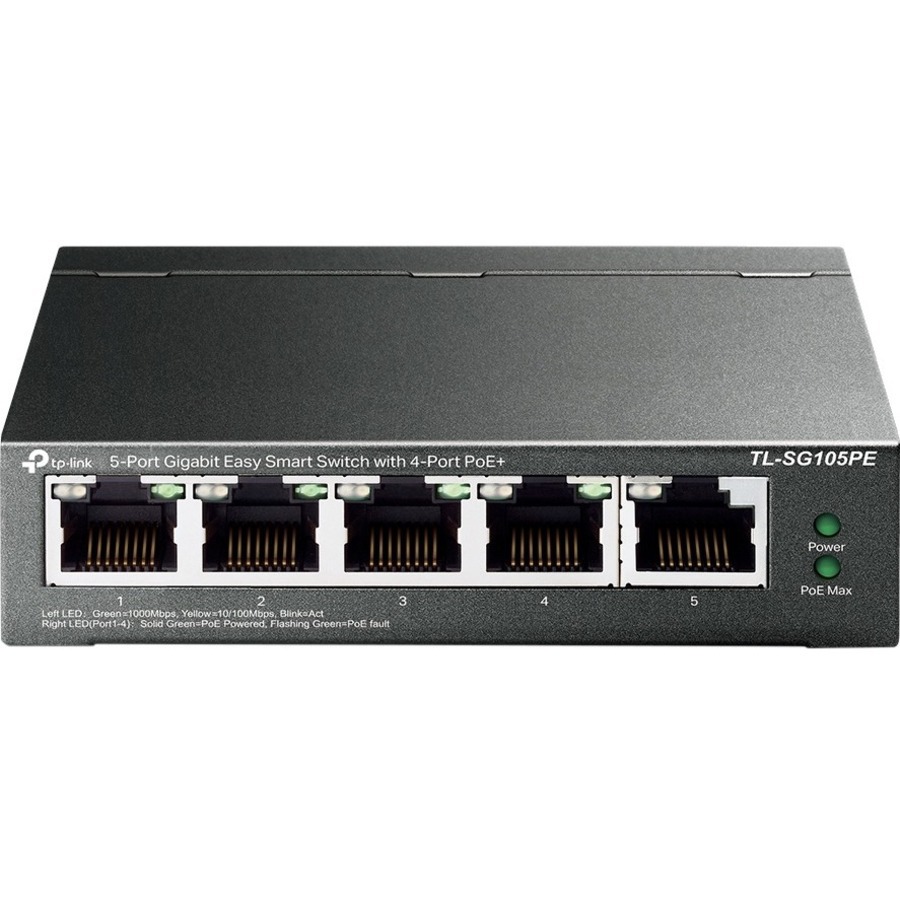 Tp-Link Switch Tl-Sg105pe 5xGBit 4xPoE+ Unmanaged/Easy Smart Metallgehäuse