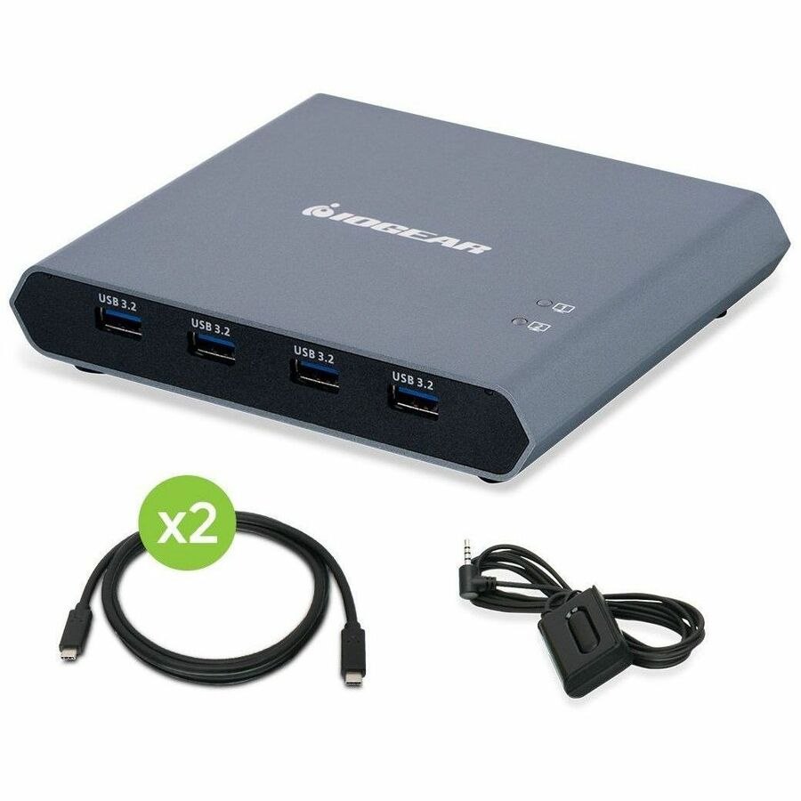 IOGEAR 2-Port 4K USB-C Desktop KVM with DisplayPort output and USB peripheral