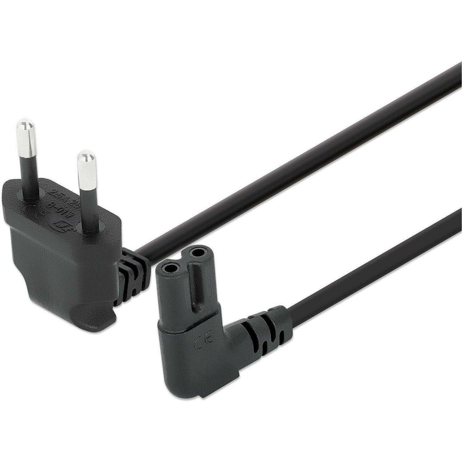Ic Intracom Manhattan Stromkabel C7 Auf Eu Cee 7/16 3M Netzkabel Euro 8 Auf 2-Pol. Europ�Ischen Netzstecker 90 Grad Gewinkelt 2,5 A 250V Schwarz