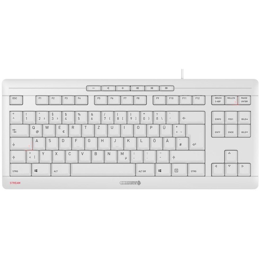 CHERRY STREAM Keyboard - Cable Connectivity - USB Type A Interface - Switzerland - QWERTZ Layout - Pale Gray