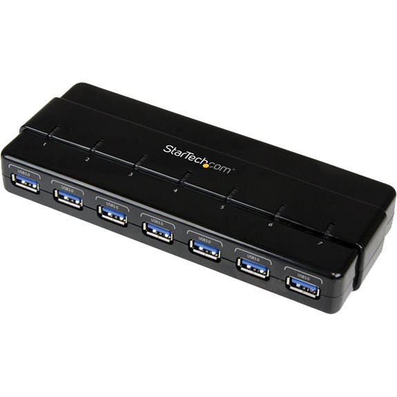 StarTech.com 7 Port SuperSpeed USB 3.0 Hub - 5Gbps - Desktop USB Hub with Power Adapter - Black