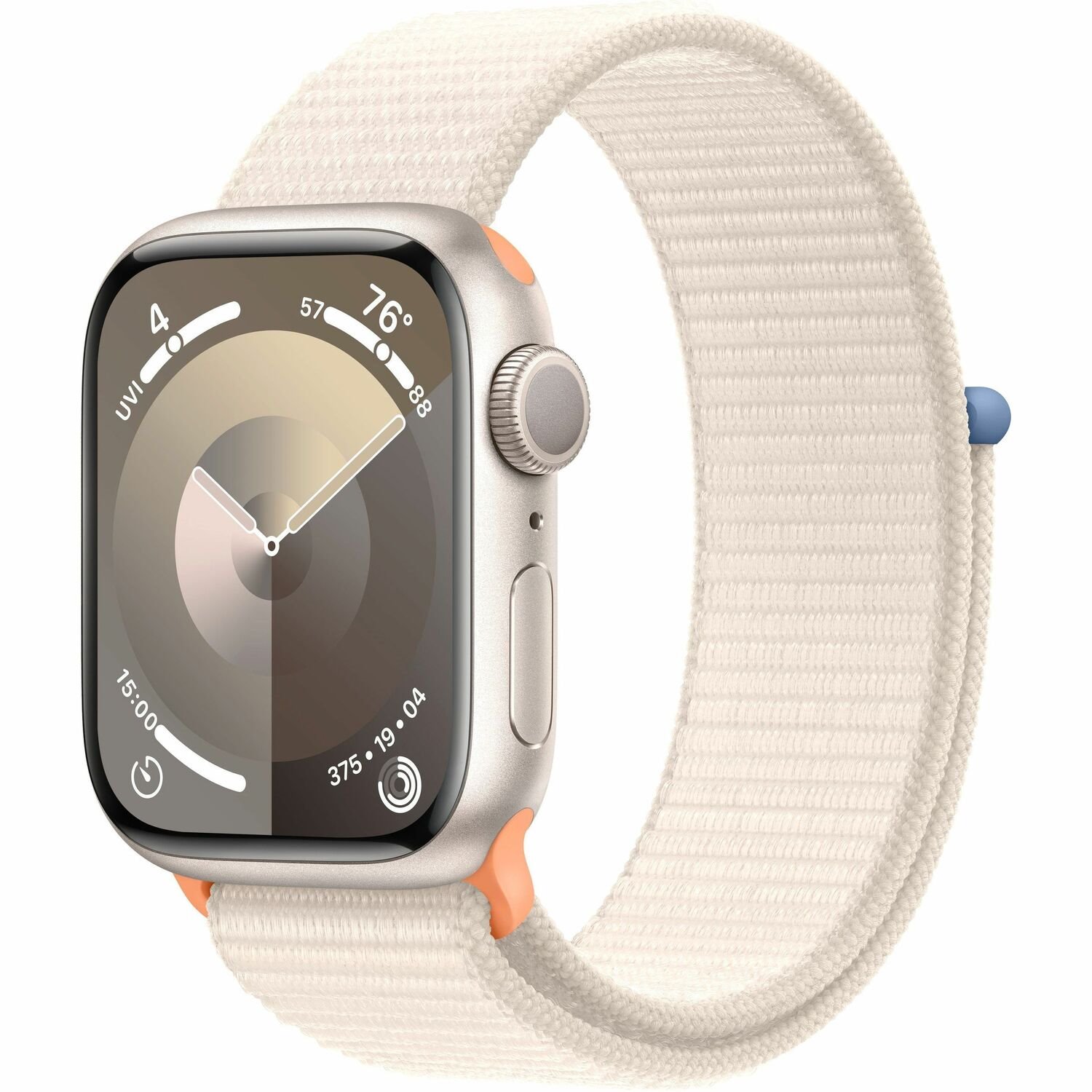 Apple Watch Series 9 Smart Watch - 45 mm Case Height - 38 mm Case Width - Starlight Case Color - Starlight Band Color - Glass Body Material - Aluminium Case Material - Wireless LAN