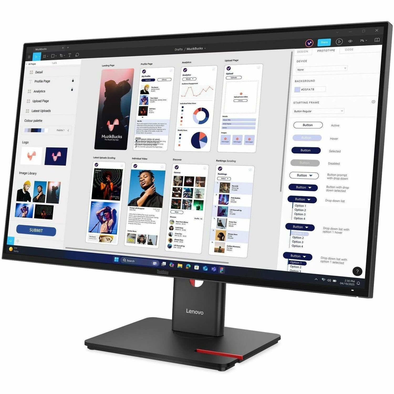 Lenovo ThinkVision T32UD-40 32" Class 4K UHD LED Monitor - 16:9 - Eclipse Black