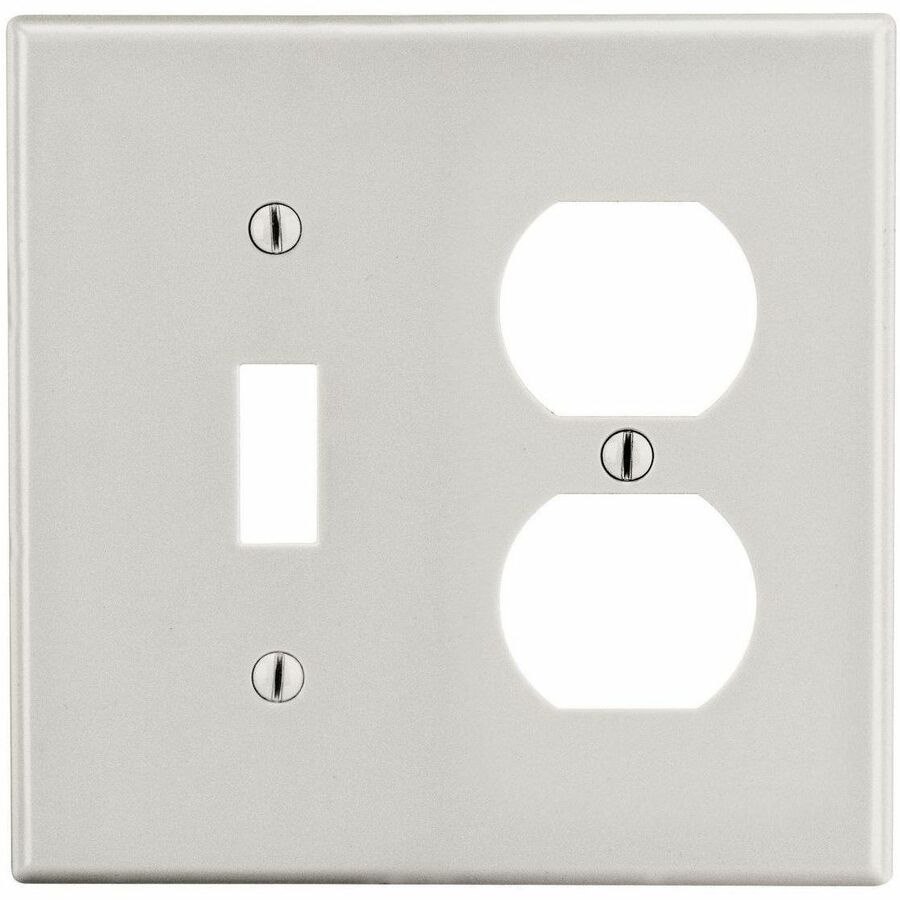 Bryant Wallplate, Mid-Size 2-Gang, 1) Duplex 1) Toggle, Light Almond