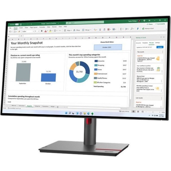 Lenovo ThinkVision P27h-30 27" Class WQHD LCD Monitor - 16:9 - Raven Black