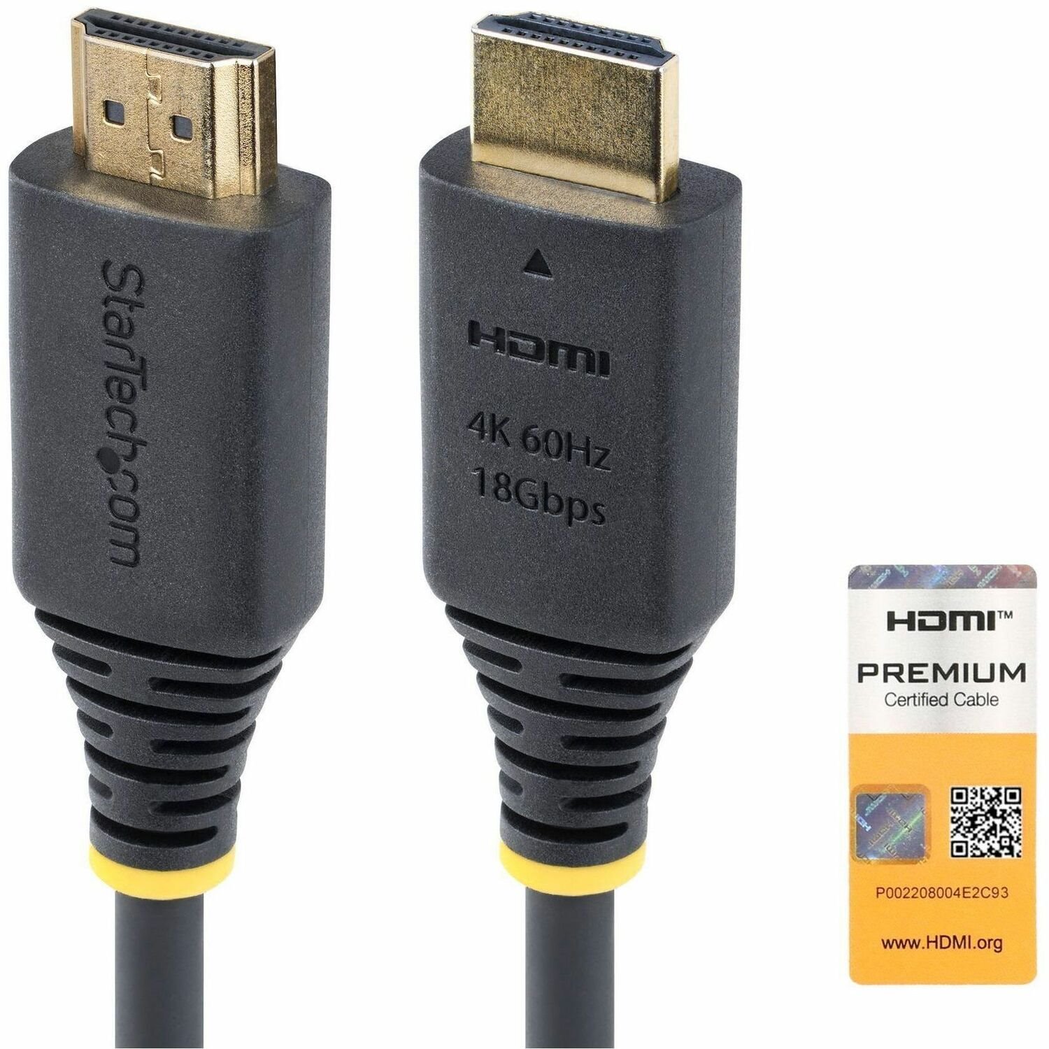 StarTech.com 50cm Premium Zertifiziertes High Speed HDMI Kabel, 4K 60Hz/1440p 144Hz, 18Gbps, Kurzes UHD HDMI 2.0 Arc Kabel, TV/Monitor/PC