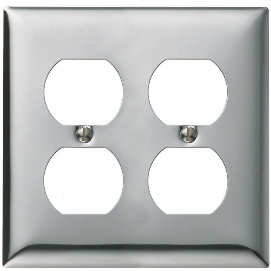 Hubbell Wallplate, 2-G, 2) Dup, CHR PLT