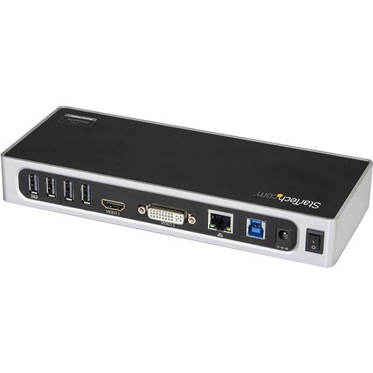 StarTech.com USB 3.0 Docking Station - Dual Monitor Laptop Dock with HDMI & DVI/VGA - 6x USB Type-A Hub, GbE - Universal Windows & Mac