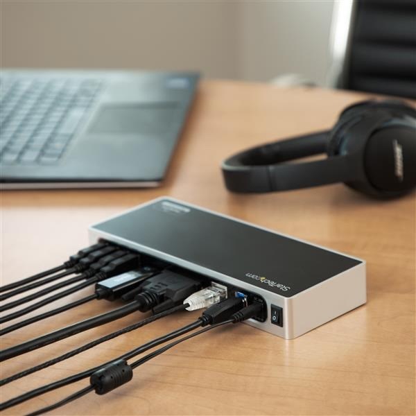 StarTech.com USB 3.0 Docking Station - Dual Monitor Laptop Dock with HDMI & DVI/VGA - 6x USB Type-A Hub, GbE - Universal Windows & Mac