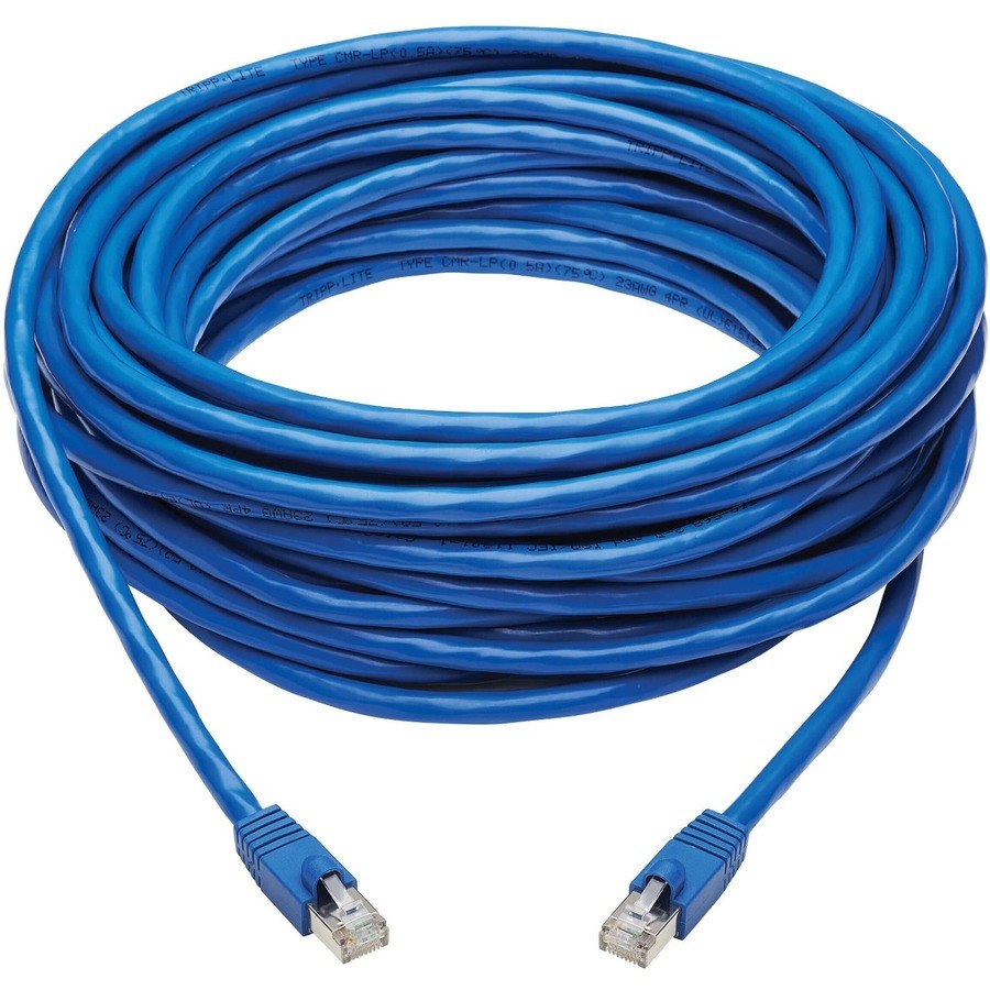 Eaton Tripp Lite Series Cat6a 10G Snagless F/UTP Ethernet Cable (RJ45 M/M), PoE, CMR-LP, Blue, 50 ft. (15.24 m), TAA