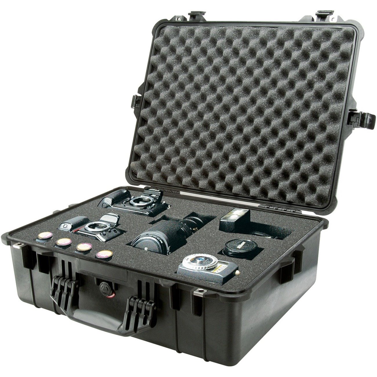 Pelican 1600 Large Protector Case Black With Pick N Pluck Foam Insert. Internal Dimensions Of 54.6 X 42 X 20.3 CM