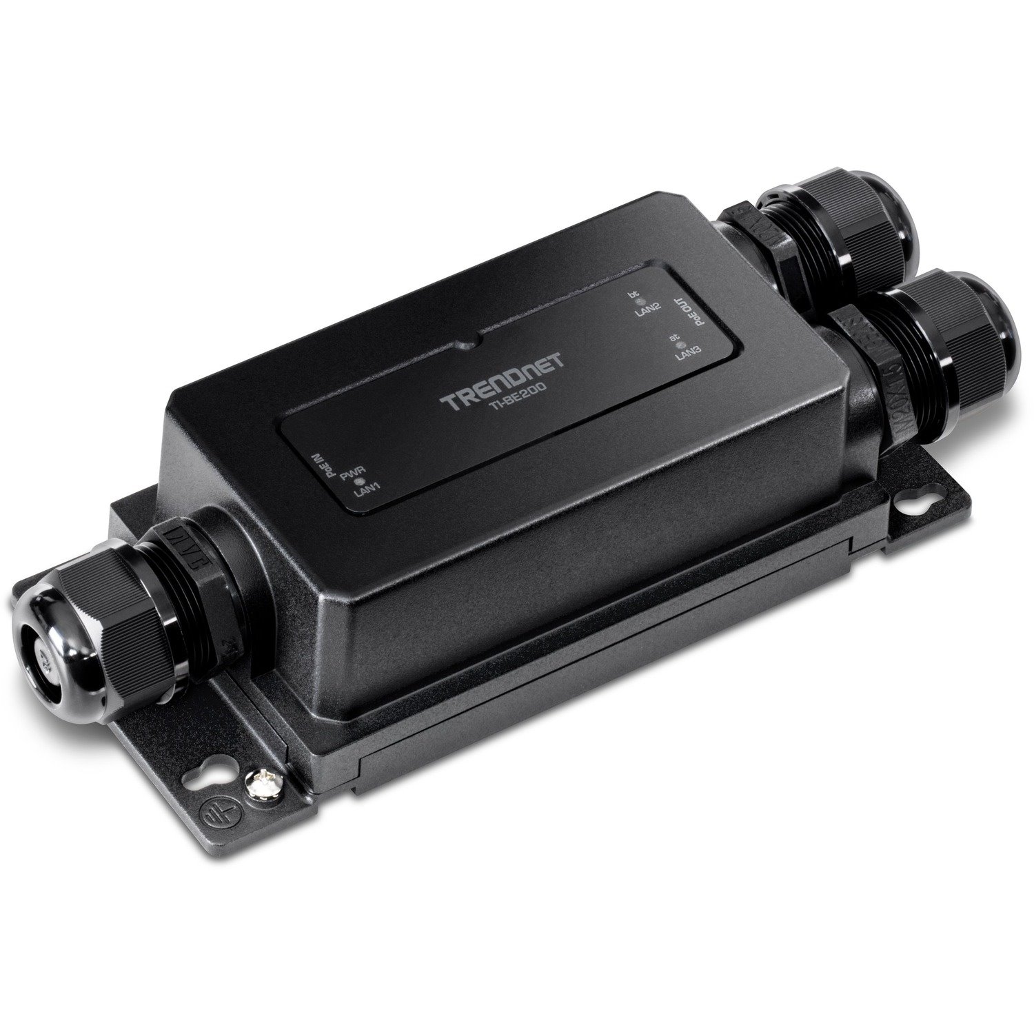 TRENDnet 2-Port Industrial Outdoor Gigabit PoE++ Extender, Hardened IP67 Extreme Temperature Rated Housing, Extends PoE++ Connection up to 200m (656 ft.) for up to 2 Devices, Black, TI-BE200