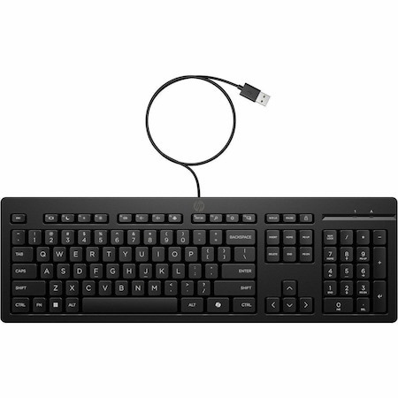 HP 125 Keyboard - Cable Connectivity - USB Type A Interface - Black