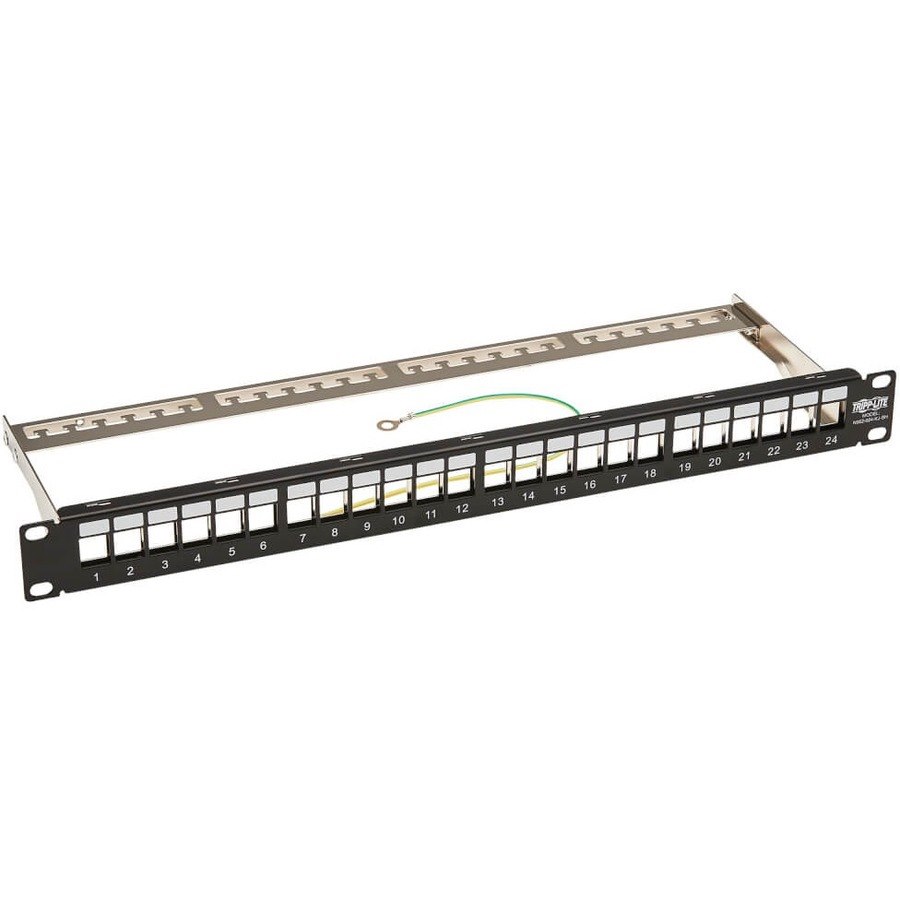 Eaton Tripp Lite Series 24-Port 1U Rack-Mount Shielded Blank Keystone/Multimedia Patch Panel, RJ45 Ethernet, USB, HDMI, Cat5e/6